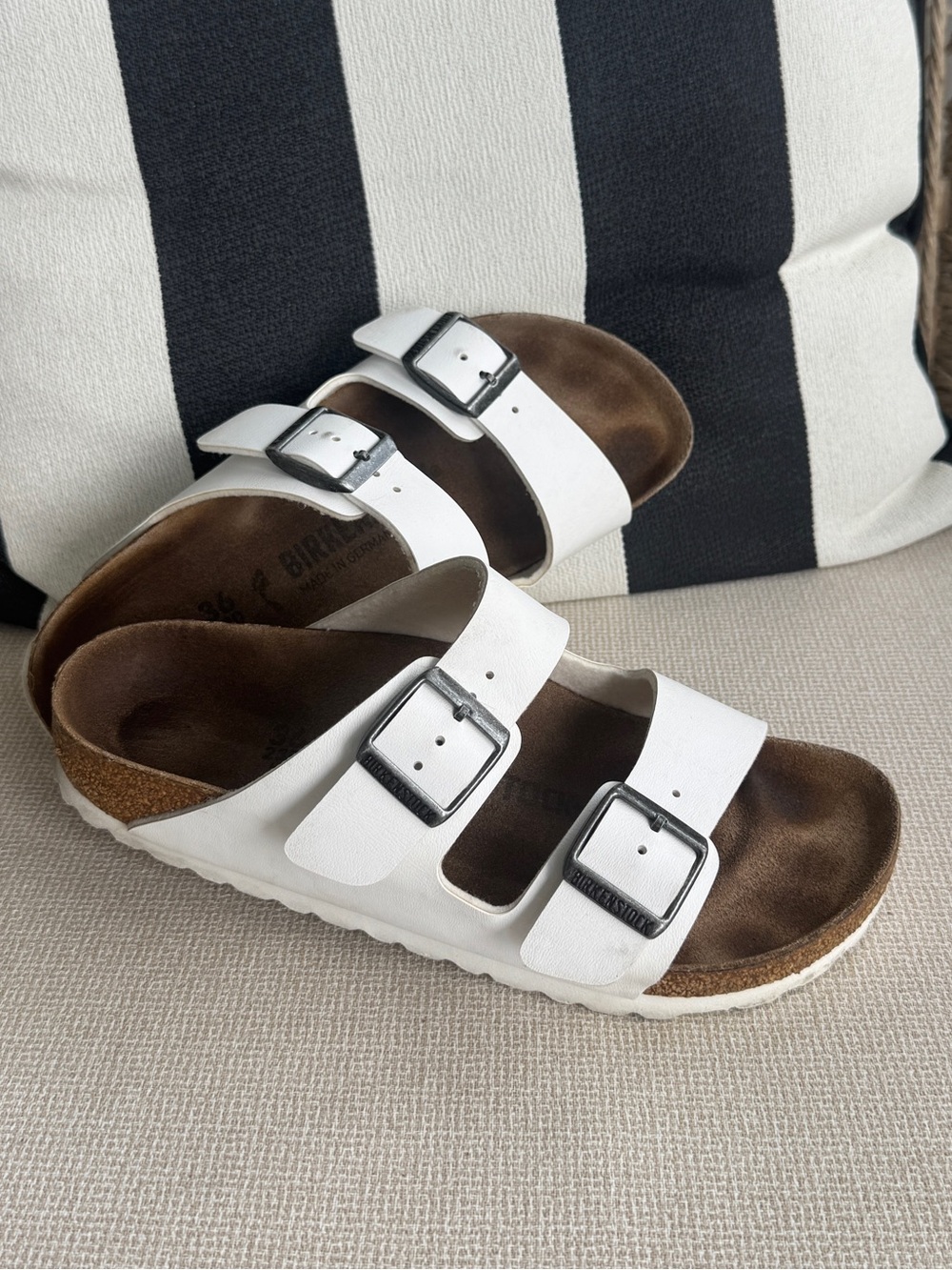 Birkenstock Arizona White Strappy Sandals